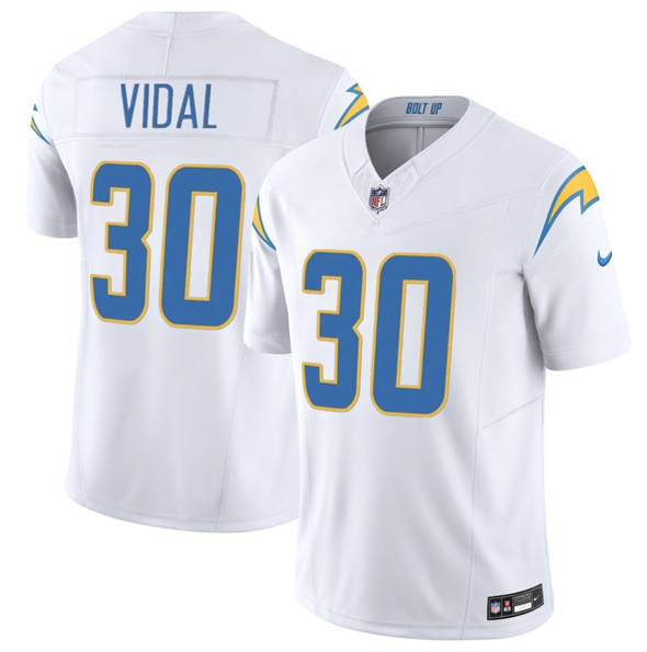 Los Angeles Chargers #30 Kimani Vidal White 2025 F.U.S.E. Vapor Limited Stitched Jersey