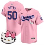 Los Angeles Dodgers #50 Mookie Betts Pink 2025 Hello Kitty Vapor Limited Stitched Jersey