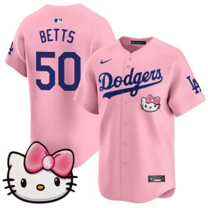 Los Angeles Dodgers #50 Mookie Betts Pink 2025 Hello Kitty Vapor Limited Stitched Jersey