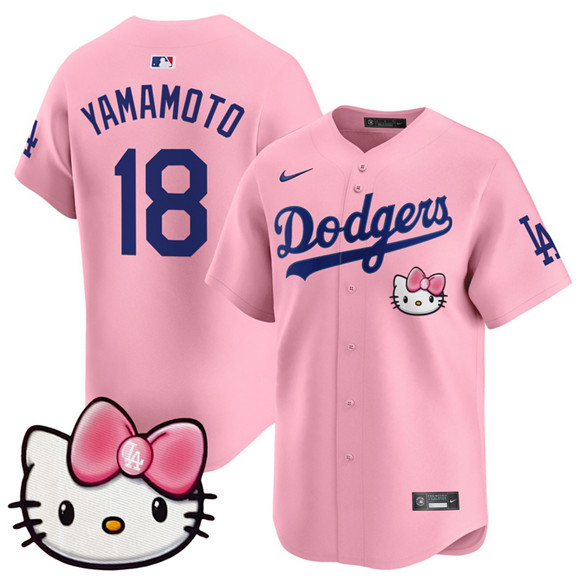 Los Angeles Dodgers #18 Yoshinobu Yamamoto Pink 2025 Hello Kitty Vapor Limited Stitched Jersey