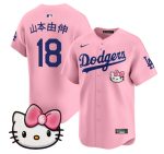 Los Angeles Dodgers #18 ɽ±¾ÓÉÉì Pink 2025 Hello Kitty Vapor Limited Stitched Jersey