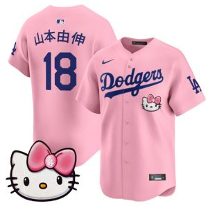 Los Angeles Dodgers #18 ɽ±¾ÓÉÉì Pink 2025 Hello Kitty Vapor Limited Stitched Jersey