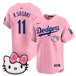 Los Angeles Dodgers #11 Roki Sasaki Pink 2025 Hello Kitty Vapor Limited Stitched Jersey