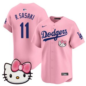 Los Angeles Dodgers #11 Roki Sasaki Pink 2025 Hello Kitty Vapor Limited Stitched Jersey