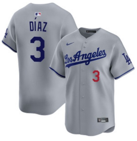 Los Angeles Dodgers #3 Edwin D¨ªaz Grey Cool Base Stitched Jersey
