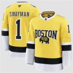 Boston Bruins #1 Jeremy Swayman Gold 2026 Stadium Series Stitched Jersey