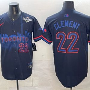 Toronto Blue Jays #22 Ernie Clement Navy 2025 World Series City Connect Limited Stitched Jersey