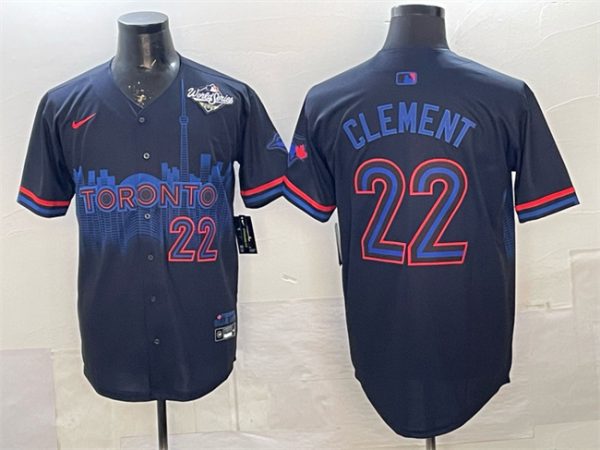 Toronto Blue Jays #22 Ernie Clement Navy 2025 World Series City Connect Limited Stitched Jersey