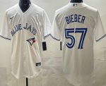Toronto Blue Jays #57 Shane Bieber White Cool Base Jersey