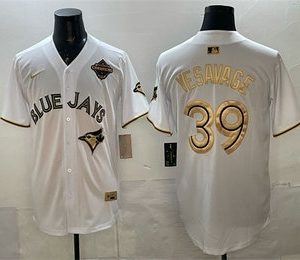Toronto Blue Jays #39 Trey Yesavage White Gold 2025 American League Champions Limited Stitched Jersey