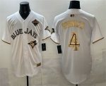Toronto Blue Jays #4 George Springer White Gold 2025 American League Champions Limited Stitched Jersey