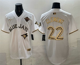 Toronto Blue Jays #22 Ernie Clement White Gold 2025 American League Champions Limited Stitched Jersey
