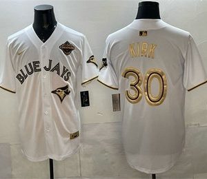 Toronto Blue Jays #30 Alejandro Kirk White Gold 2025 American League Champions Limited Stitched Jersey