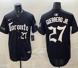 Toronto Blue Jays #27 Vladimir Guerrero Jr Black Gothic North Edition Limited Stitched Jersey
