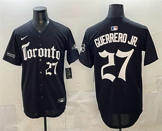 Toronto Blue Jays #27 Vladimir Guerrero Jr Black Gothic North Edition Limited Stitched Jersey