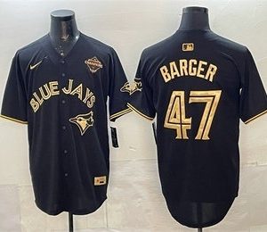 Toronto Blue Jays #47 Addison Barger Black Gold 2025 American League Champions Limited Stitched Jersey