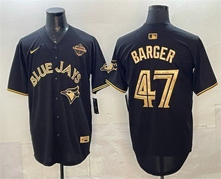 Toronto Blue Jays #47 Addison Barger Black Gold 2025 American League Champions Limited Stitched Jersey
