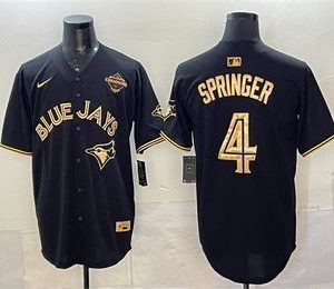 Toronto Blue Jays #4 George Springer Black Gold 2025 American League Champions Limited Stitched Jersey