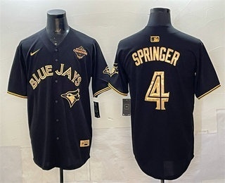 Toronto Blue Jays #4 George Springer Black Gold 2025 American League Champions Limited Stitched Jersey