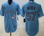 Toronto Blue Jays #57 Shane Bieber Light Blue Cool Base Jersey