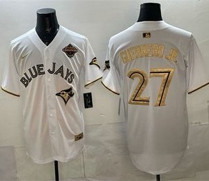 Toronto Blue Jays #27 Vladimir Guerrero Jr White Gold 2025 American League Champions Limited Stitched Jersey