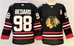 Chicago Blackhawks #98 Connor Bedard Black With A Patch Stitched Jersey