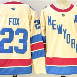 New York Rangers #23 Adam Fox Beige 2025-26 Winter Classic With A Patch Stitched Jersey