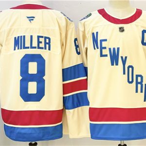 New York Rangers #8 JT Miller Beige 2025-26 Winter Classic With C Patch Stitched Jersey