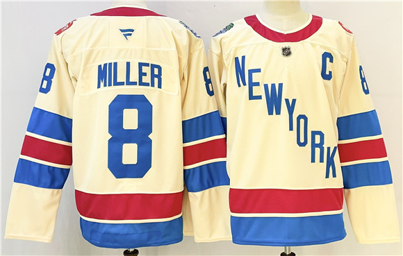 New York Rangers #8 JT Miller Beige 2025-26 Winter Classic With C Patch Stitched Jersey