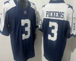 Dallas Cowboys #3 George Pickens Navy Blue Thanksgiving FUSE Vapor Limited Stitched Jersey