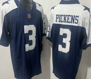 Dallas Cowboys #3 George Pickens Navy Blue Thanksgiving FUSE Vapor Limited Stitched Jersey