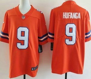 Denver Broncos #9 Talanoa Hufanga Limited Orange Throwback Vapor Jersey