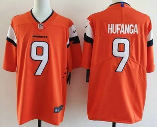 Denver Broncos #9 Talanoa Hufanga Limited Orange Vapor Jersey