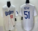 Los Angeles Dodgers #51 Alex Vesia White Stitched Cool Base Nike Jersey