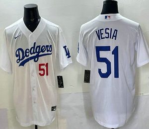 Los Angeles Dodgers #51 Alex Vesia White Stitched Cool Base Nike Jersey