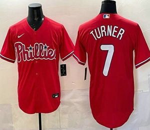 Philadelphia Phillies #7 Trea Turner Red Cool Base Stitched Jersey