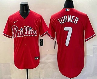 Philadelphia Phillies #7 Trea Turner Red Cool Base Stitched Jersey