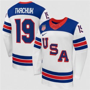 USA #19 Matthew Tkachuk White 2026 Stitched Jersey