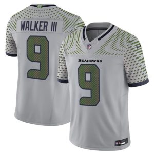 Seattle Seahawks #9 Kenneth Walker III Gray 2025 F.U.S.E. ¡°Rivalries¡± Vapor Limited Stitched Jersey
