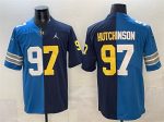 Detroit Lions X Wolverines #97 Aidan Hutchinson Blue Navy Split Vapor Limited Stitched Jersey