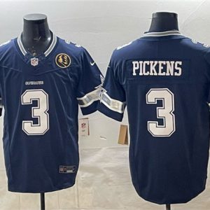 Dallas Cowboys #3 George pickens Navy F.U.S.E. With John Madden Patch Vapor Limited Stitched Jersey