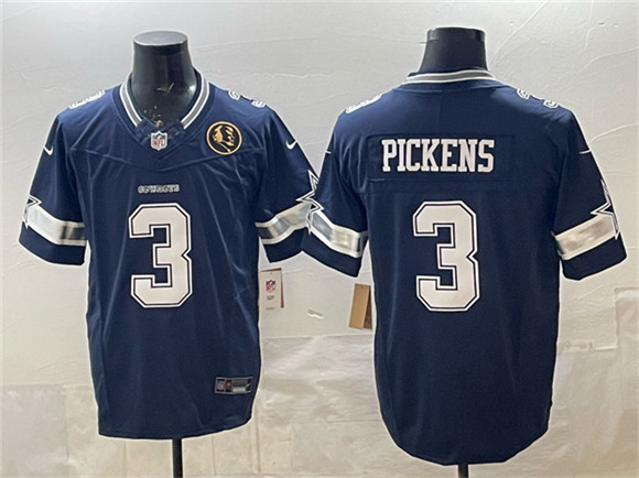 Dallas Cowboys #3 George pickens Navy F.U.S.E. With John Madden Patch Vapor Limited Stitched Jersey