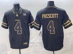 Dallas Cowboys #4 Dak Prescott Black Gold 2025 F.U.S.E. 94 Marshawn Kneeland Memorial Patch Vapor Limited Stitched Jersey