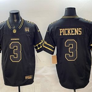 Dallas Cowboys #3 George pickens Black 2025 F.U.S.E. 94 Marshawn Kneeland Memorial Patch Vapor Limited Stitched Jersey