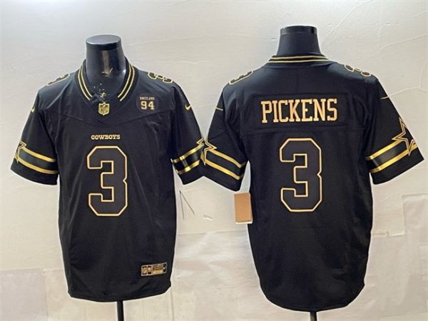 Dallas Cowboys #3 George pickens Black 2025 F.U.S.E. 94 Marshawn Kneeland Memorial Patch Vapor Limited Stitched Jersey