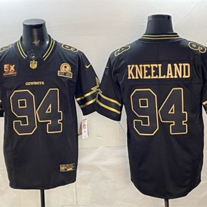 Dallas Cowboys #94 Marshawn Kneeland Black Gold 2025 F.U.S.E. With 5x Super Bowl Champions Established In 1960 Patch Vapor Limited Stitched Jersey