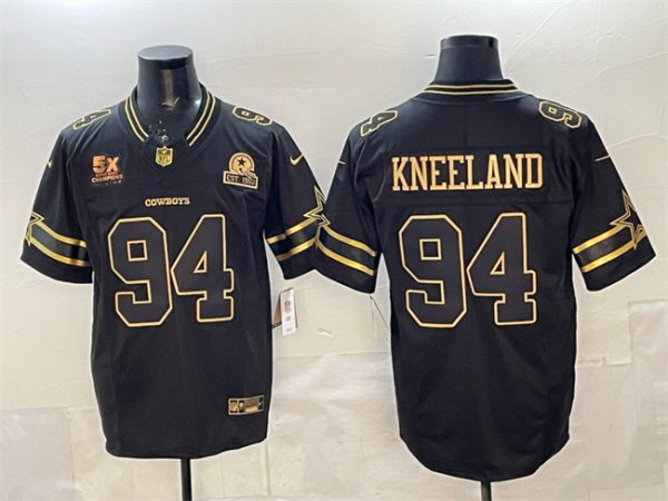 Dallas Cowboys #94 Marshawn Kneeland Black Gold 2025 F.U.S.E. With 5x Super Bowl Champions Established In 1960 Patch Vapor Limited Stitched Jersey
