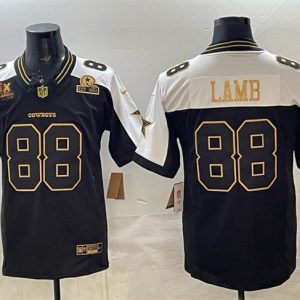 Dallas Cowboys #88 CeeDee Lamb Black Gold F.U.S.E. With 5x Super Bowl Champions Established In 1960 Patch Vapor Limited Stitched Jersey