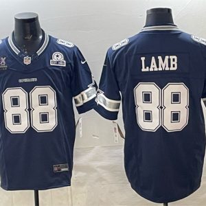 Dallas Cowboys #88 CeeDee Lamb Navy F.U.S.E. With 5x Super Bowl Champions Established In 1960 Patch Vapor Limited Stitched Jersey