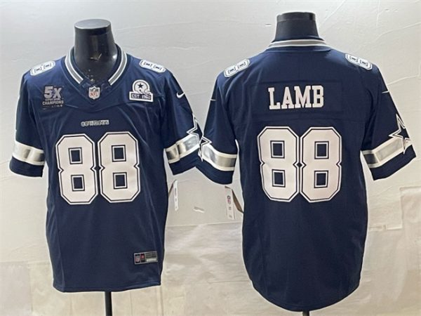 Dallas Cowboys #88 CeeDee Lamb Navy F.U.S.E. With 5x Super Bowl Champions Established In 1960 Patch Vapor Limited Stitched Jersey